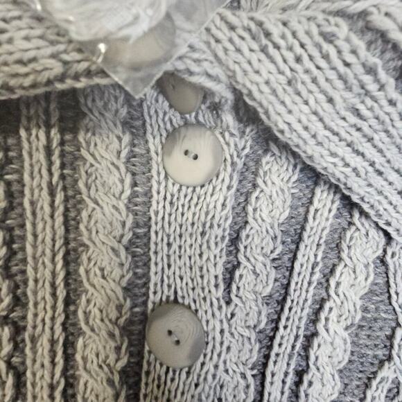 Aaron Craft NWT L Gray 100% Merino Wool Buttondown Grandpa VibeSweater Fisherman - Picture 9 of 16